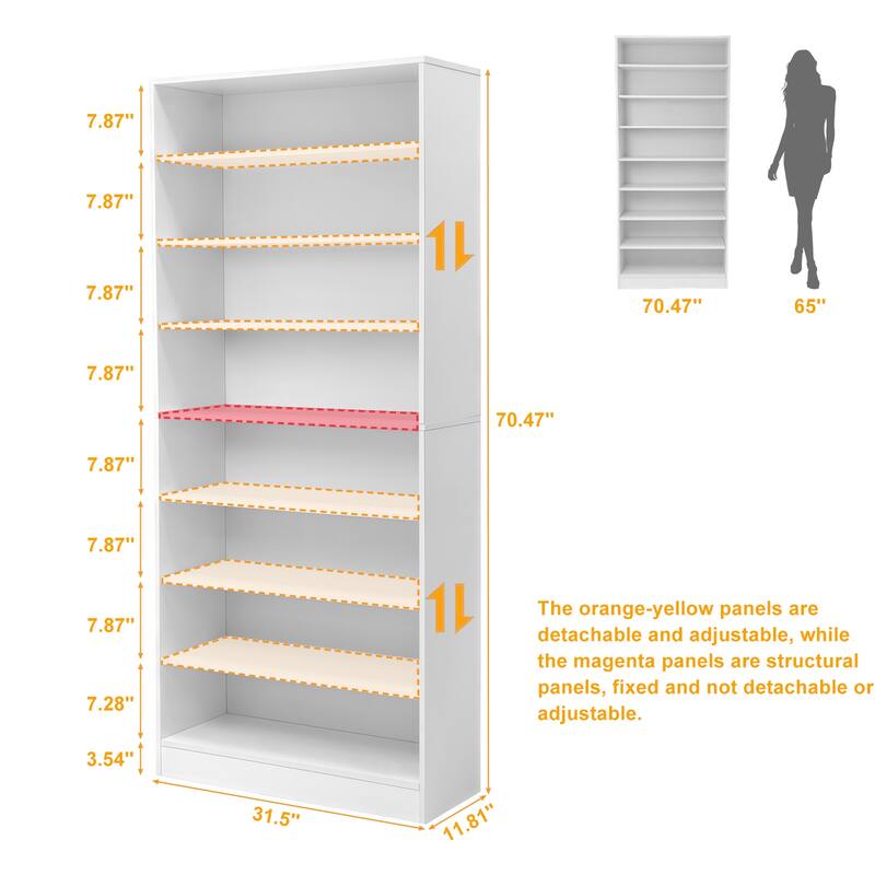 9-Tier Tall Wood Shoe Storage Cabinet with Adjustable Shelves for Entryway