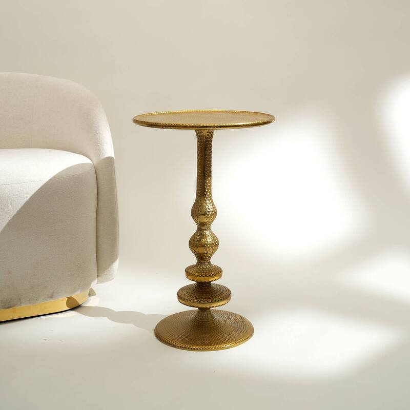 16x16x24 inch Decorative Aluminium Accent Side Table Gold Plated Finish Elegant Glamour Living Room Bedroom - Gold