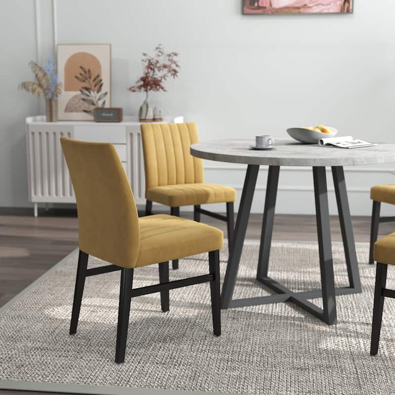 Roundhill Furniture Edo 5-Piece Dining Set, Round Table with 4 Upholstered Chairs,