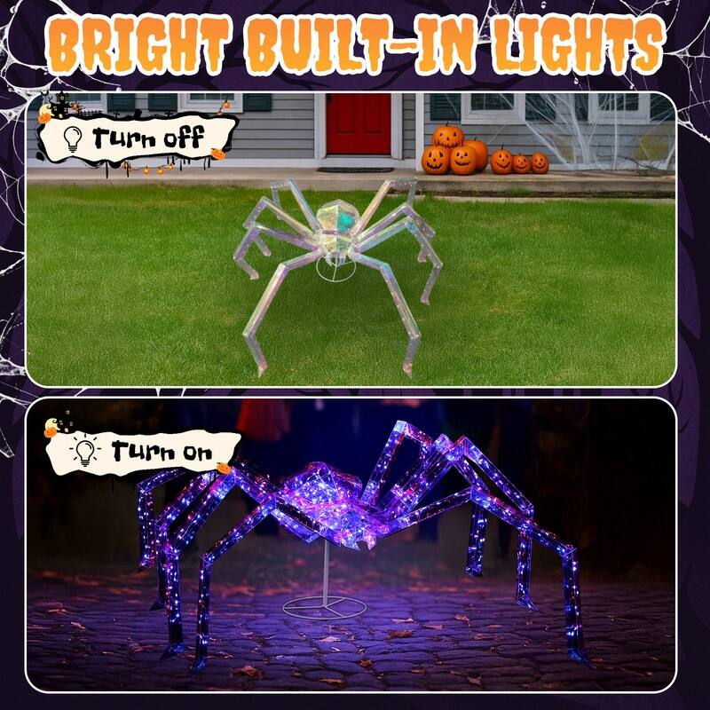 3ft Halloween Lighted Spider with 340 Lights Outdoor Decoration