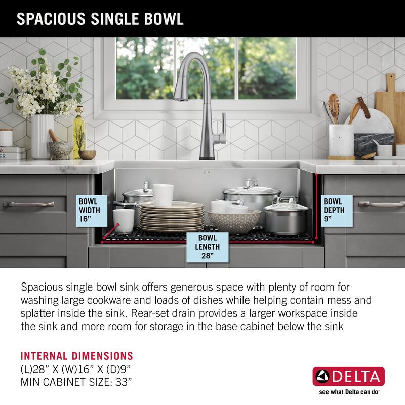 Delta 953034-30S Lenta 30” Undermount 16 Gauge Stainless Steel Single