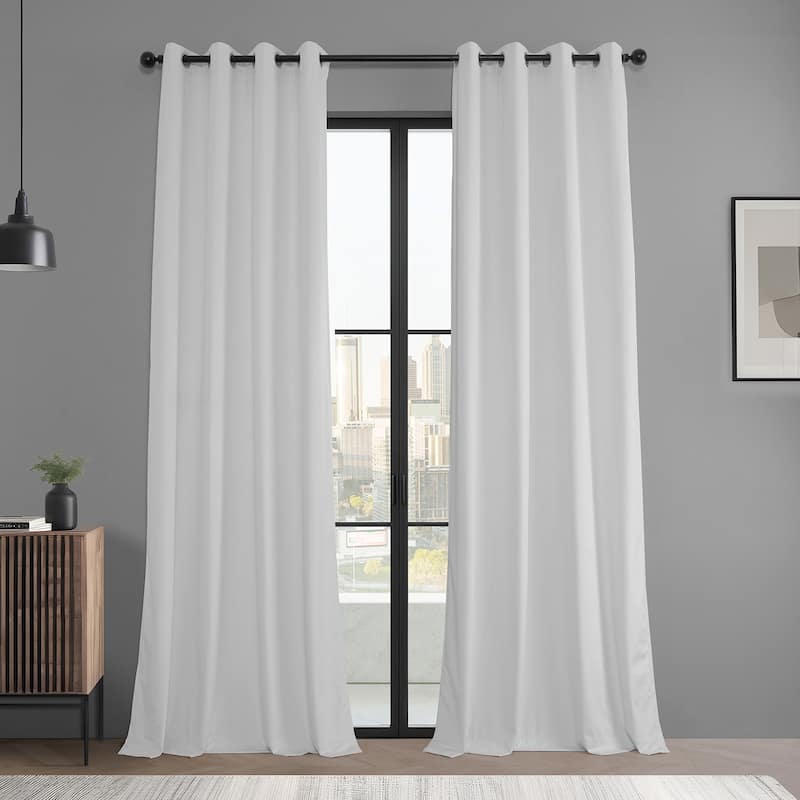 Exclusive Fabrics Basic Deluxe Velvet Curtains Pair - 2 Panels - Grommet Room Darkening Curtains - White - 50 X 120