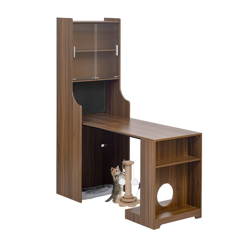Roskilde Writing Desk with Hutch Wooden Laptop Workstation with 3 Open Pigeonholes, Student Desks Writing Desks Workstation Desk