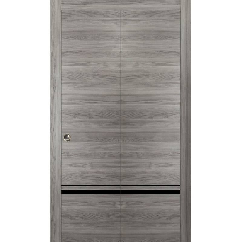 Bi-fold Doors 36 x 80 Planum 0012 Grey Matte with Sturdy Tracks - 64" x 84" ( 2* 32x84)