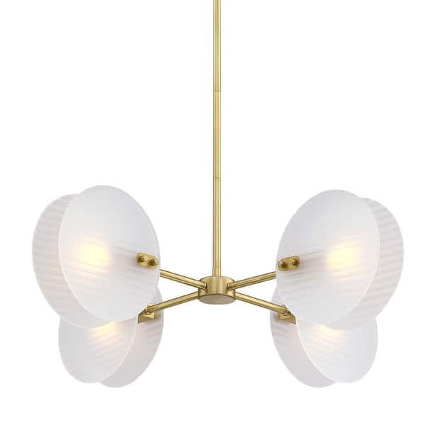 slide 2 of 6, Designers Fountain D311C-4CH Sky Fall 4 Light 28" Wide Chandelier Brushed Gold
