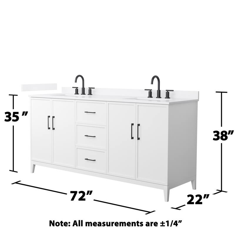 Elan 72-inch Double Vanity, 3 Hole Quartz Top