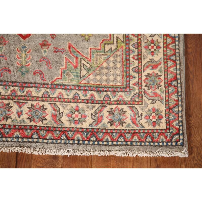 Kazak Oriental Accent Rug Hand-Knotted Grey Wool Carpet - 3'2"x 5'0"