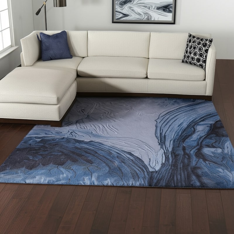 HomeRoots Abstract Coastal Rectangle Area Rug - 120.00 in. x 96.00 in.  x 0.51 in.