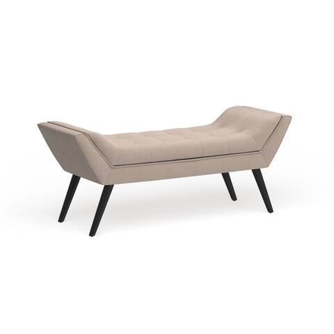 Carson Carrington Nesbyen Mid-century Modern Beige Linen 50-inch Bench