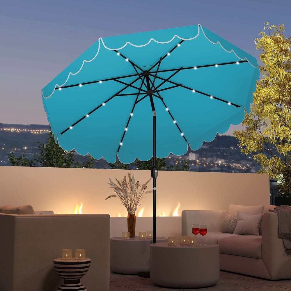 Costway 9.3 FT Solar Patio Umbrella Outdoor Market Sunshade with 24 - See Details