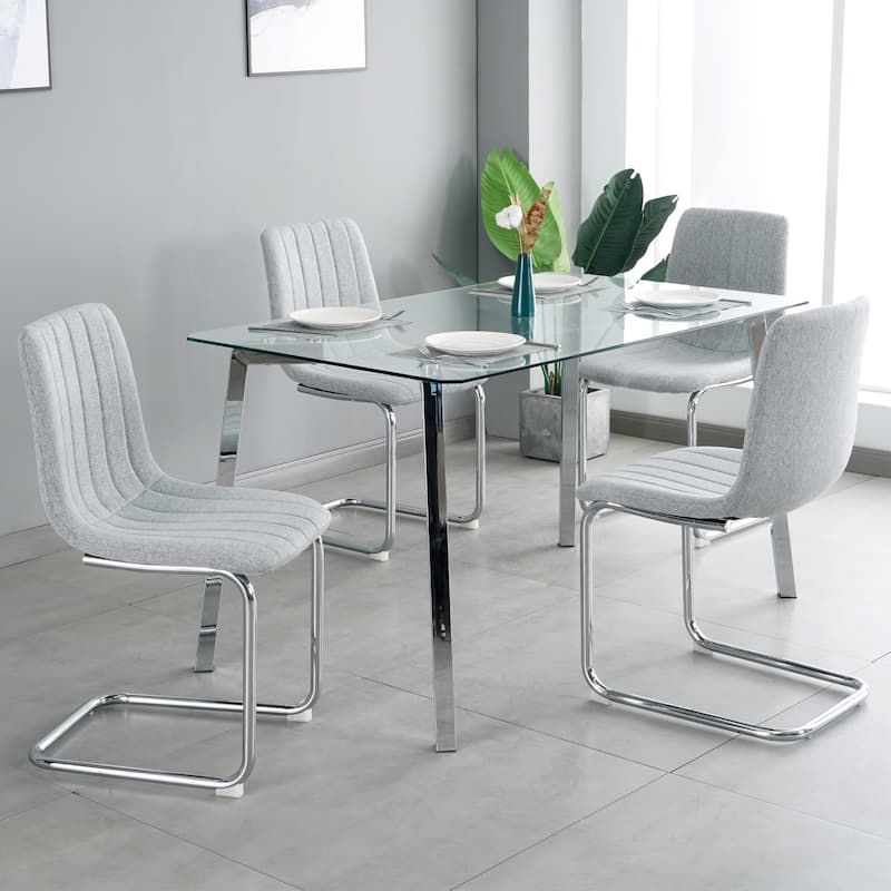 simple light luxury dining chair with metal leg Set of 4