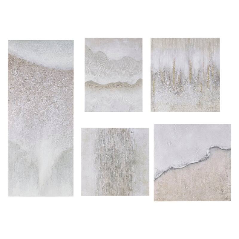 Gracie Mills Louise Tranquil Sorbet Sky Gel Coat Canvas - 15 x 35 - Neutral