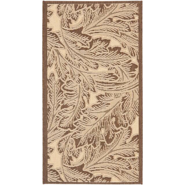 SAFAVIEH Courtyard Bettyjane Tropical Leaves Indoor/ Outdoor Area Rug - 2' x 3'7" - Natural/Chocolate
