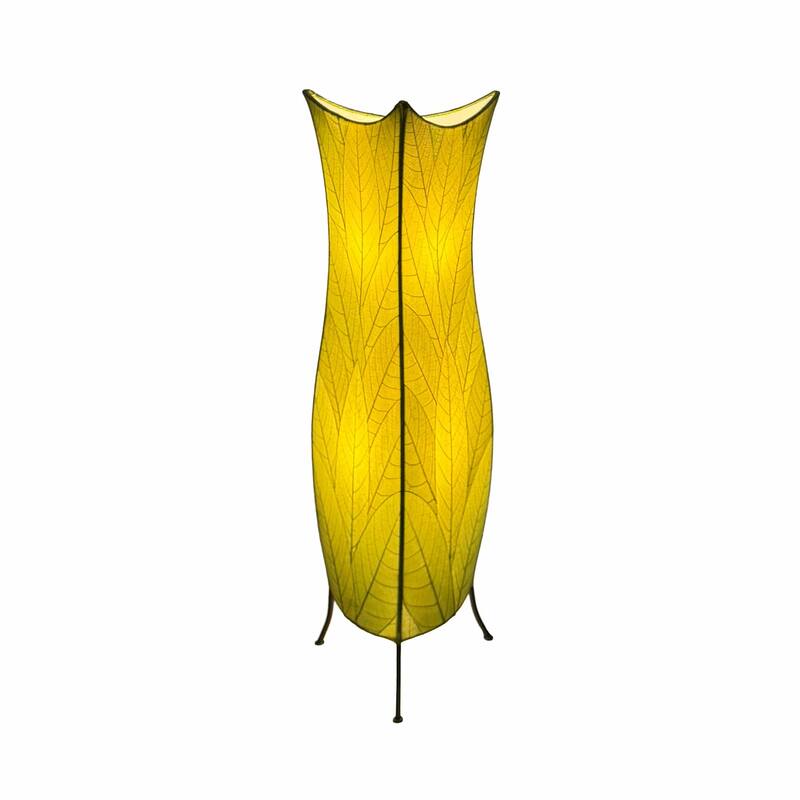 Eangee Handmade Flowerbud Large Floor Lamp, Cocoa Leaves Shade - 13 x 13 x 36