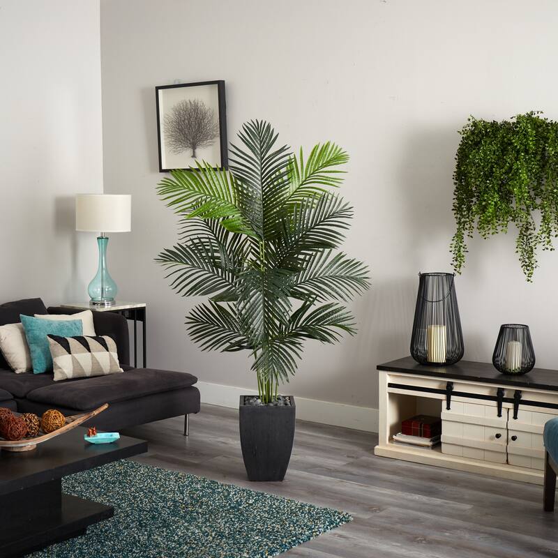 Artificial Palm Tree Indoor, 5.5Ft Green Tropical Tree in Planter, Home Decor, Living Room, Office, Realistic Faux Plant