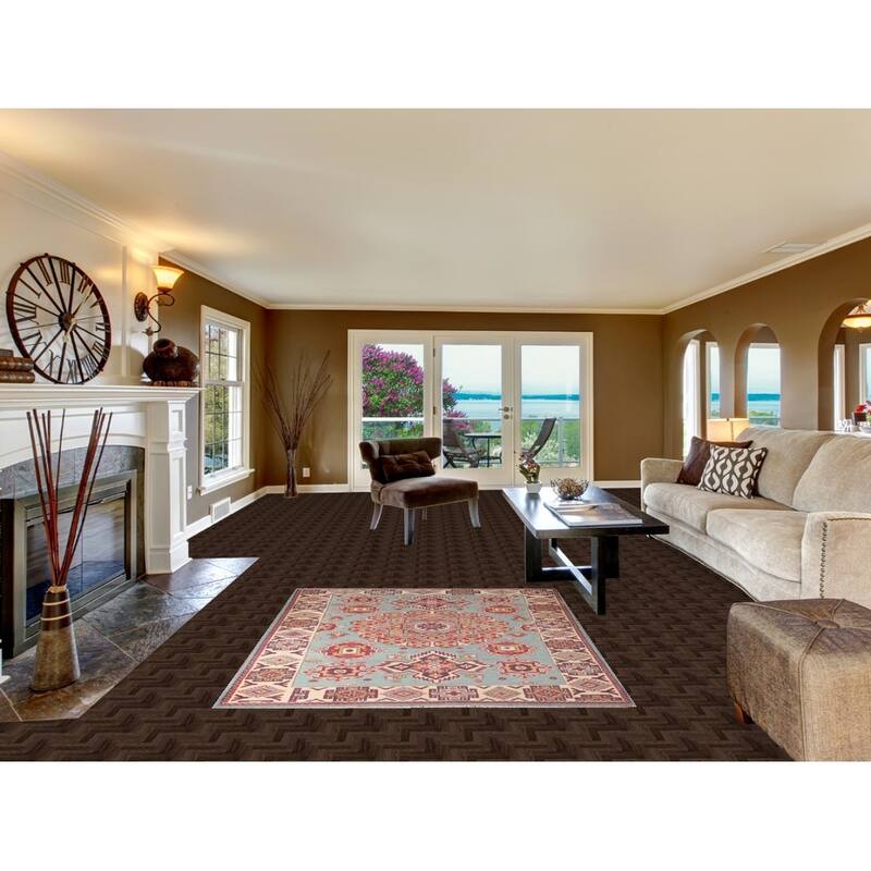 Geometric Blue Kazak Area Rug Handmade Wool Carpet - 4'11" x 5'11"