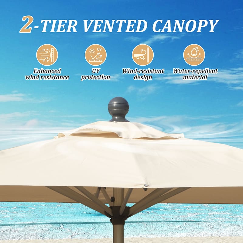 Rectangle Patio Umbrella with Crank Lift and Tilt Function, (Base not included)
