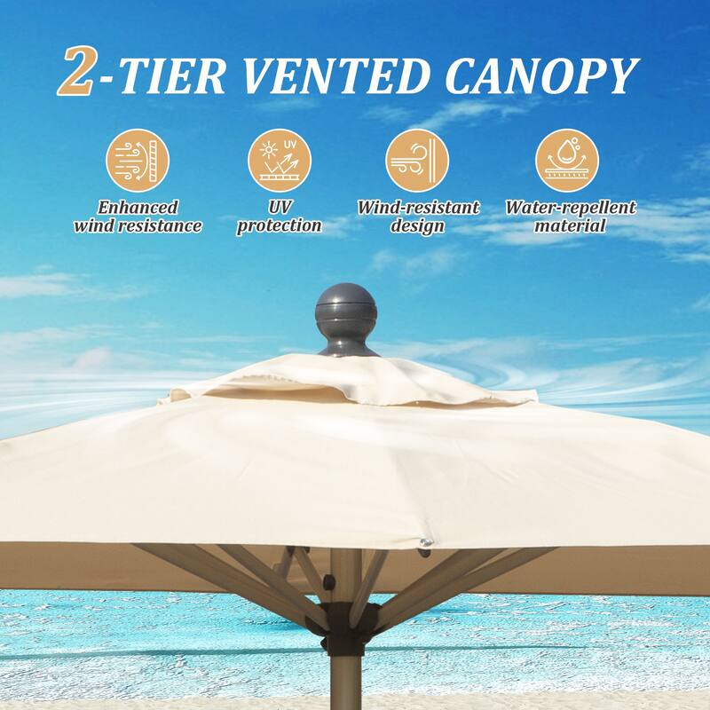 Rectangle Patio Umbrella with Crank Lift and Tilt Function