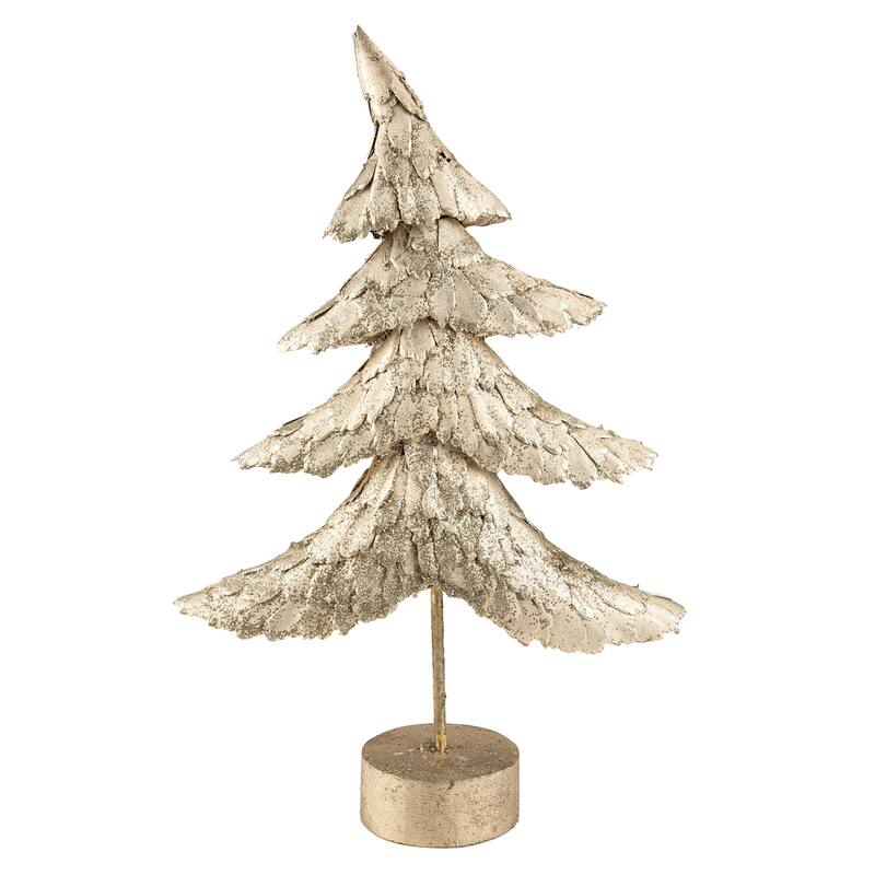 18" Layered Bronze Tree with Wood Base Christmas Decoration
