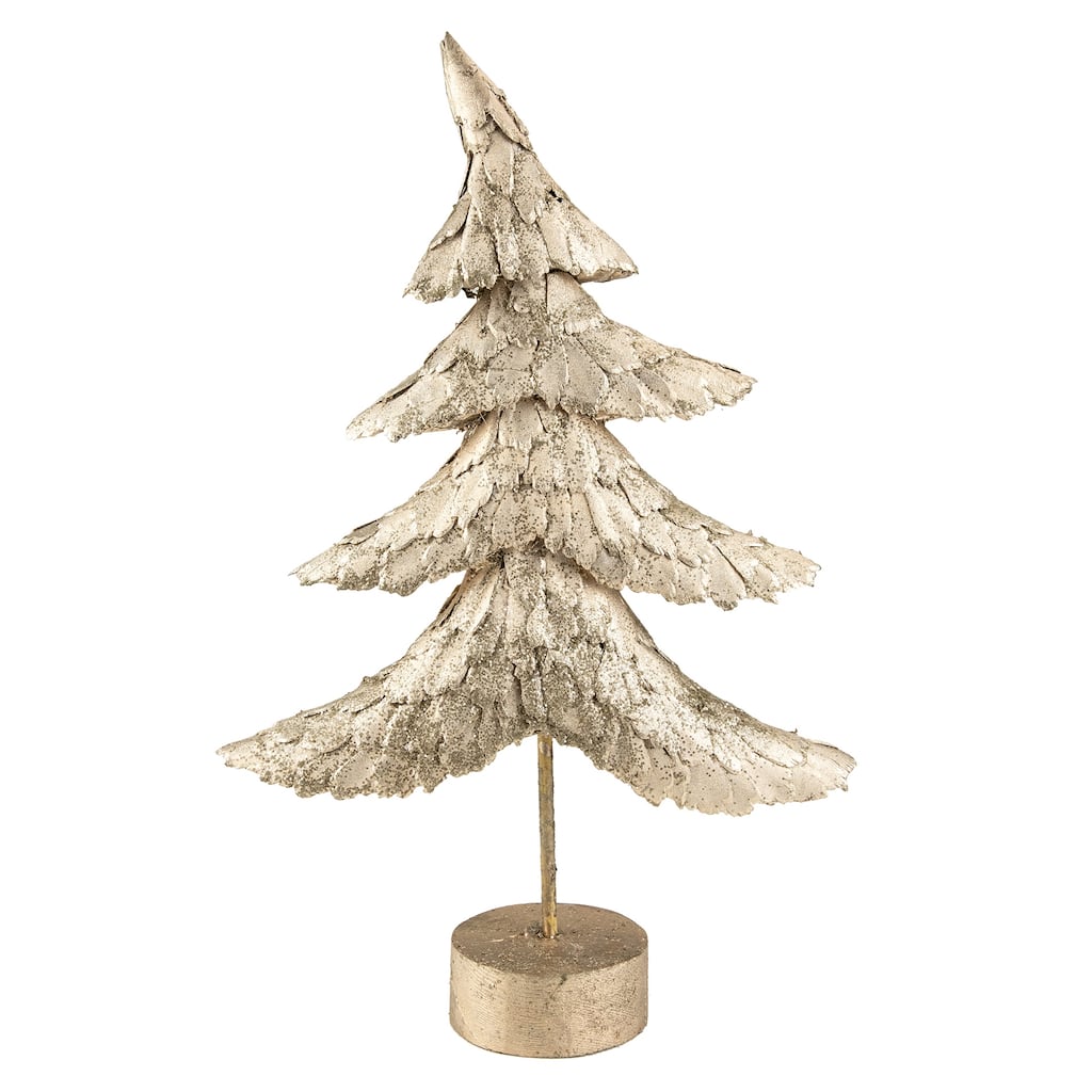 18" Layered Bronze Tree with Wood Base Christmas Decoration