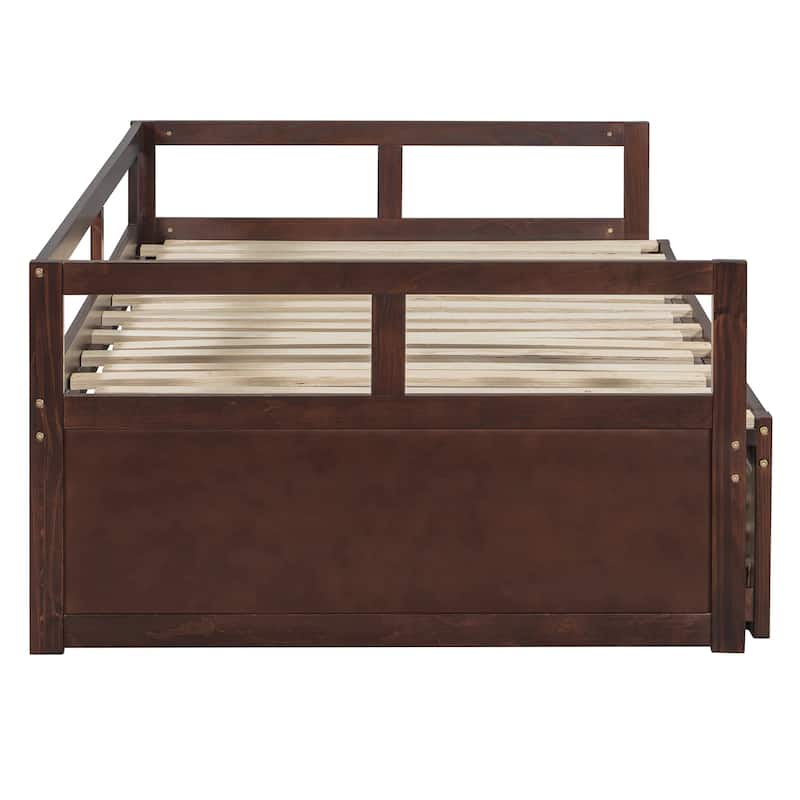Wooden Daybed with Pull-Out Trundle, Expandable from Twin to King