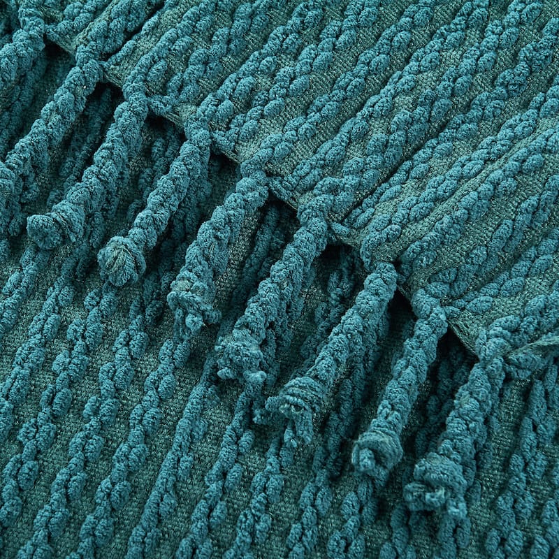 Home Soft Things Chain Tweed Throw Decorative Blanket with Tassels