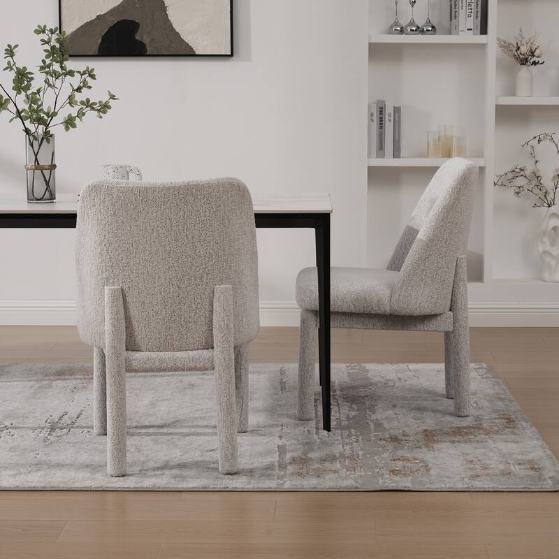 Upholstered Dining Chairs Set, Modern Dining Room Chairs Chenille Side Chairs with Curved Backrest, Armless Living Room Chair