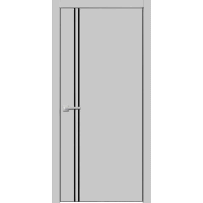 Solid French Double Doors 56 x 80 Planum 0016 Grey Matte with - 18" x 80"