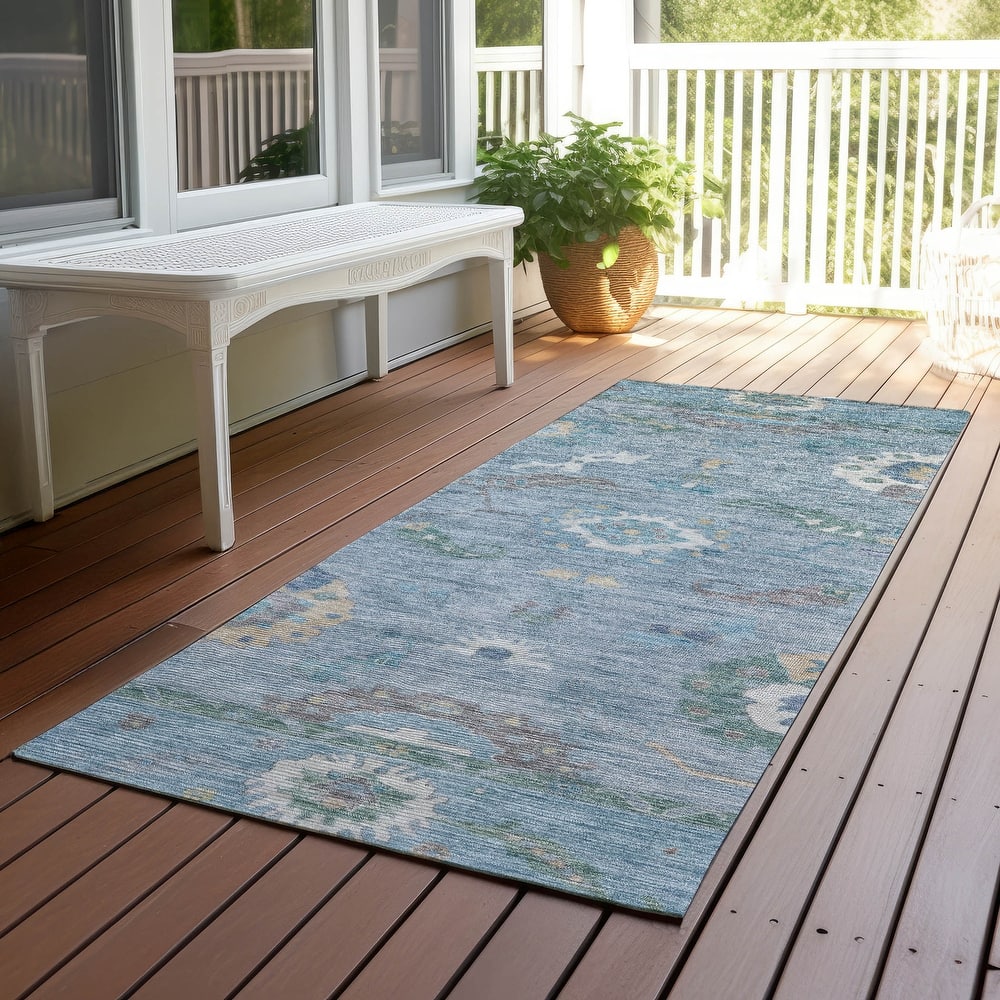 Machine Washable Indoor/ Outdoor Traditional Boho Chantille Rug