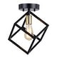 preview thumbnail 8 of 11, Deering 10.25-in W LED Compatible Matte Black and Gold Satin Brass Contemporary Flush Mount Ceiling Light Fixture