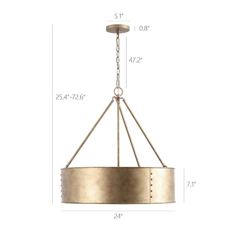 GetLedel 24" 5-Light Distressed Metal Drum Chandelier
