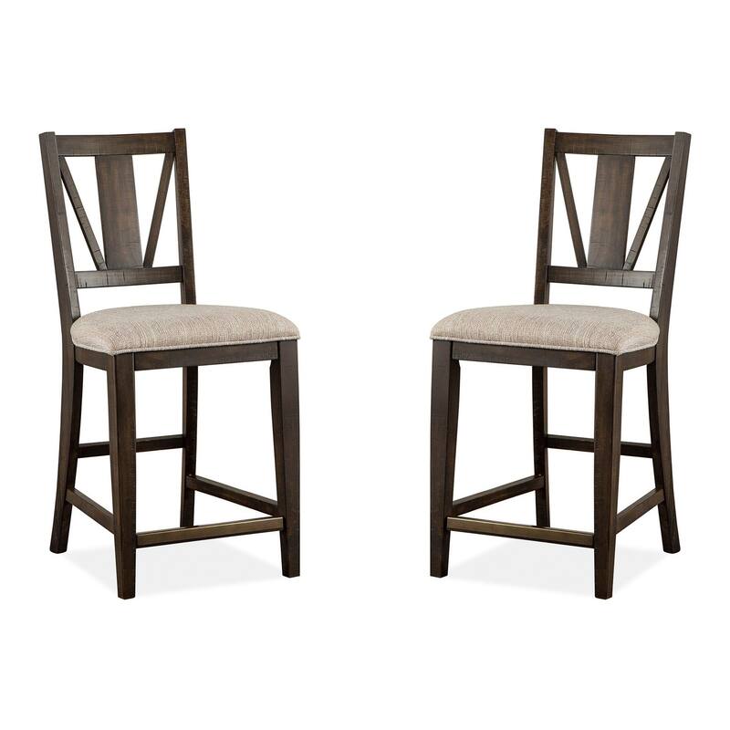 Magnussen Home Westley Falls Graphite Upholstered Counter Chair Two Pack - 18.25''W x 20.75''D x 40''H - Set of 2 - 18.25''W x 20.75''D x 40''H - Graphite - Counter Height