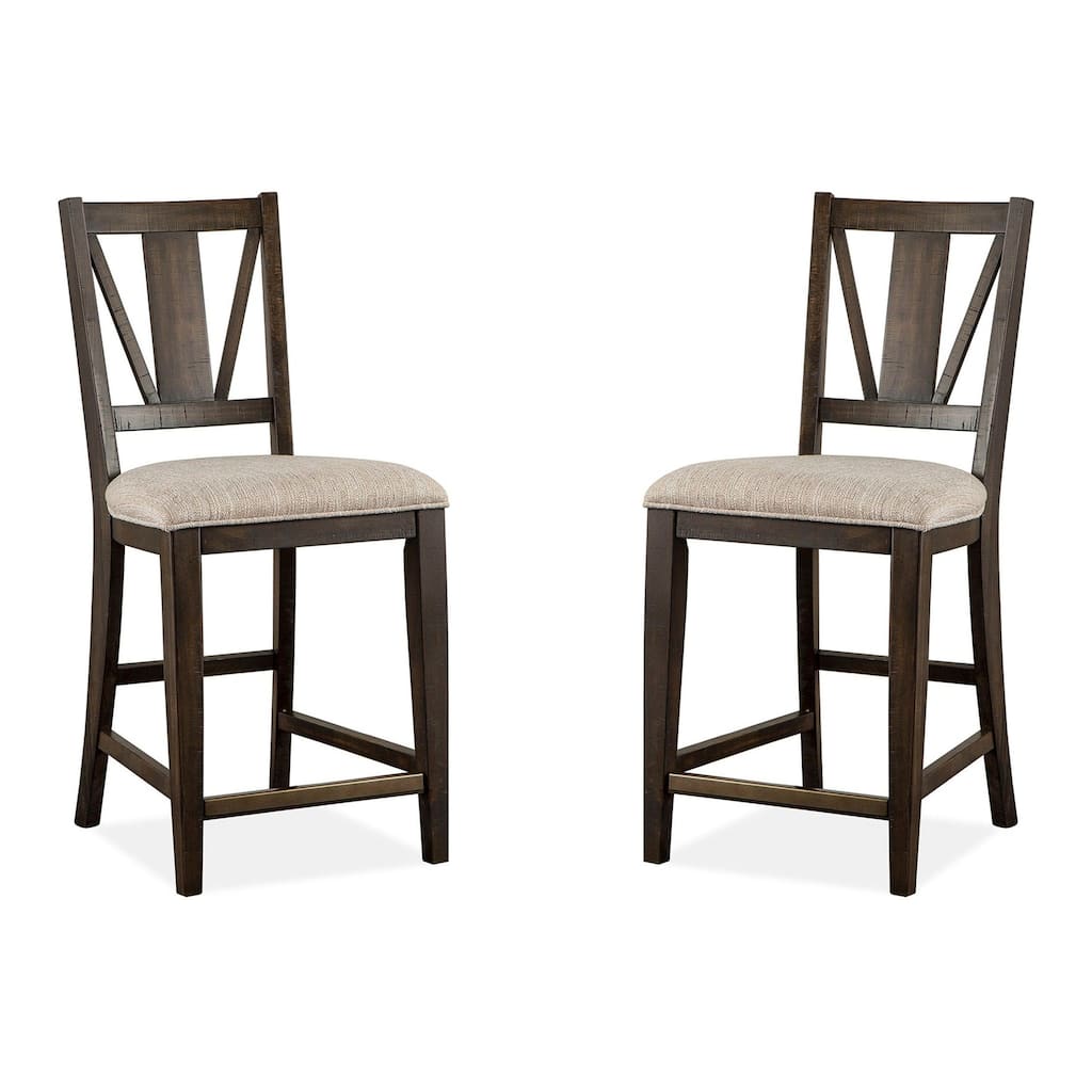 Magnussen Home Westley Falls Graphite Upholstered Counter Chair Two Pack - 18.25''W x 20.75''D x 40''H