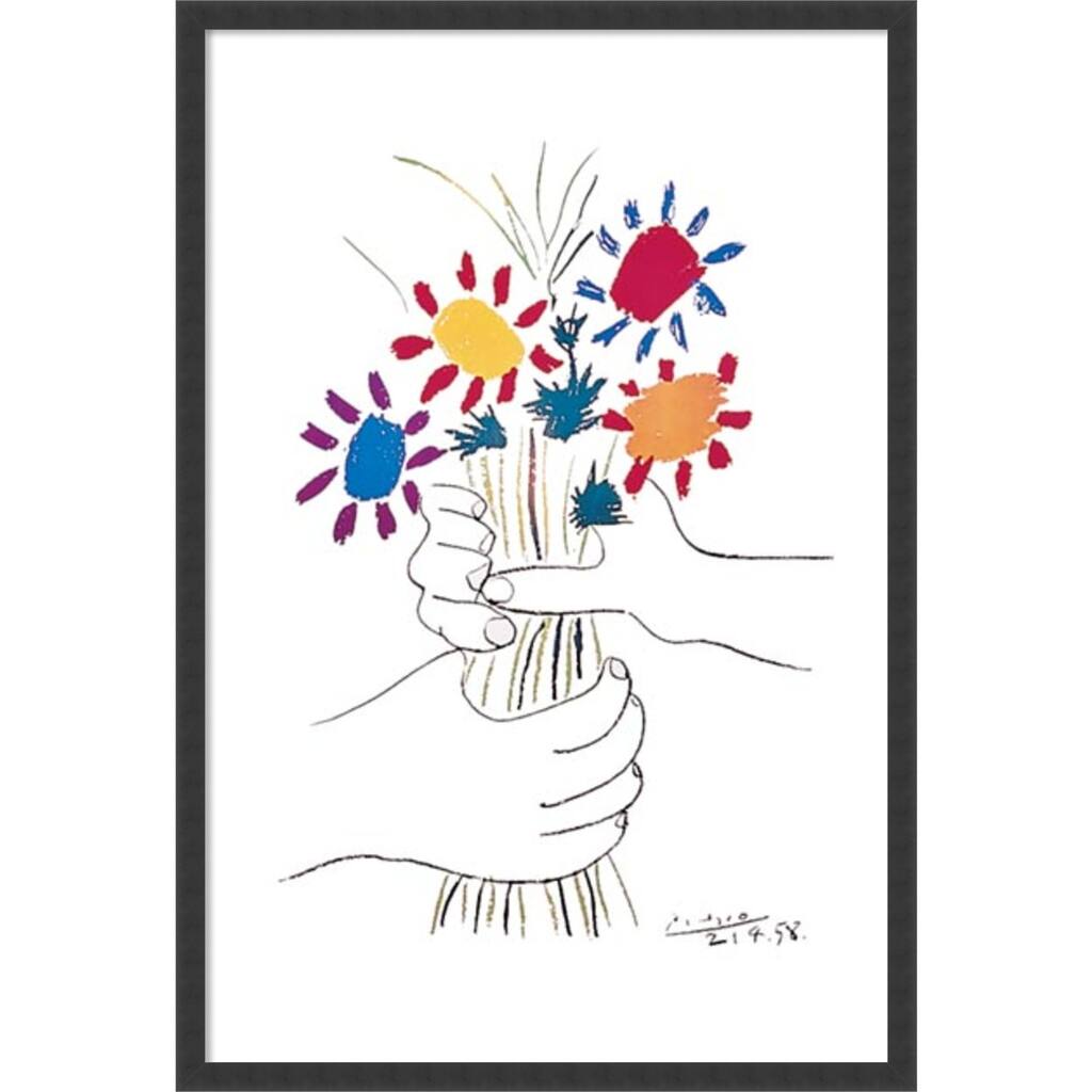 Framed Art Print Hands with Bouquet (Fleurs et Mains) by Pablo Picasso 26 x 38-inch