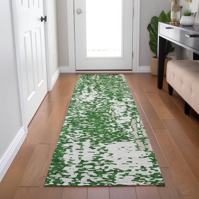 Machine Washable Indoor/ Outdoor Modern Abstract Chantille Rug