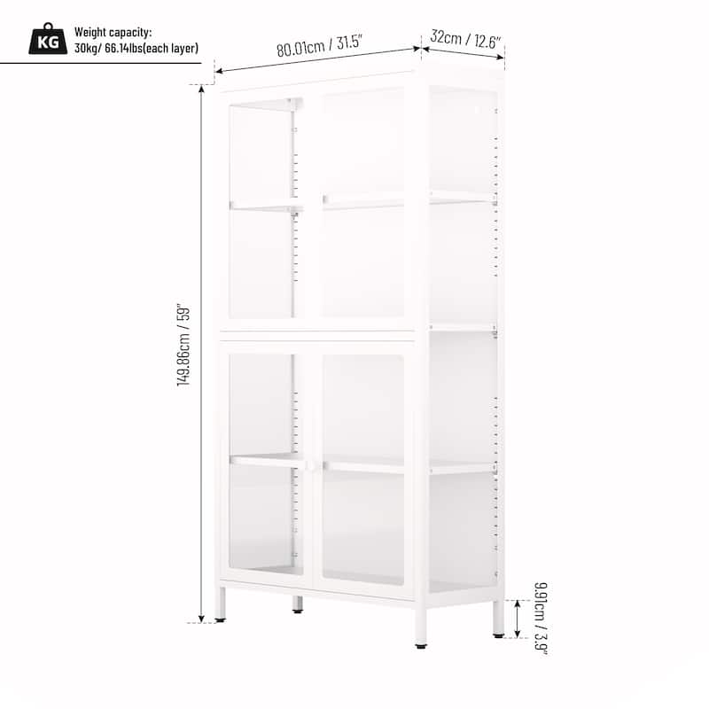 Four Glass Door Storage Cabinet