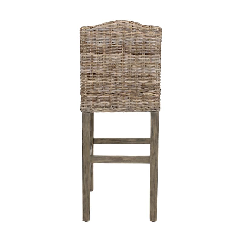 Duvall Grey Washed Rattan Cushioned Stool by East at Main