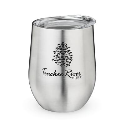 Sip & Go Stemless Wine Tumbler by True - Silver - 4.5" x 3.5"