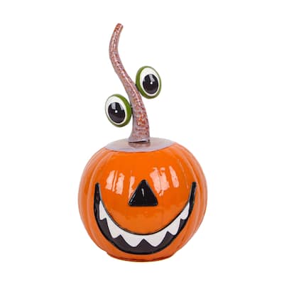 National Tree Company 15 in. Orange and 11 in. Red Metal Tabletop Pumpkin Decoration
