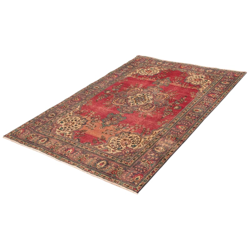ECARPETGALLERY Hand-knotted Antalya Vintage Red Wool Rug - 6'4 x 9'5
