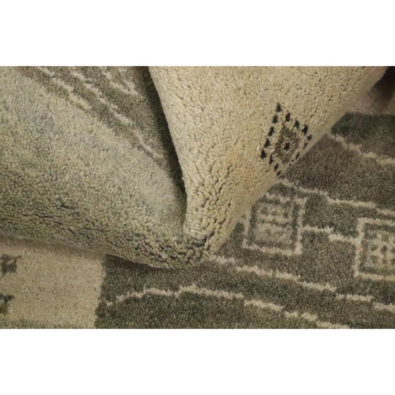Hand Knotted Oriental 100% Wool Carpet Tribal Geometric Multi-Colored Gabbeh Runner Rug - 4' 8'' X 2' 2''