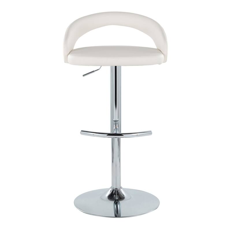 Grotto Upholstered Adjustable Barstool with Chrome Metal - Set Of 3