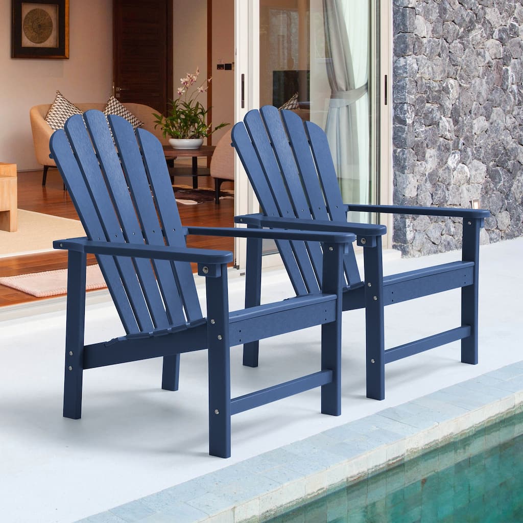 Vrakae 2 Pcs Patio HDPE All-Weather Stacking Adirondack Chair
