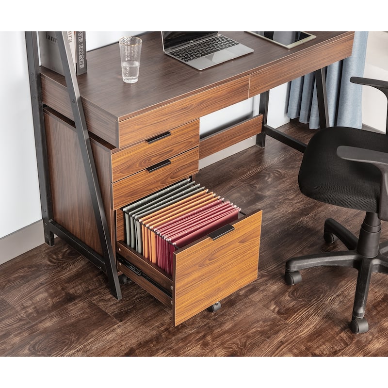 JJS 3 Drawer Rolling Wood File Cabinet with Locking Wheels for A4 or Letter Size
