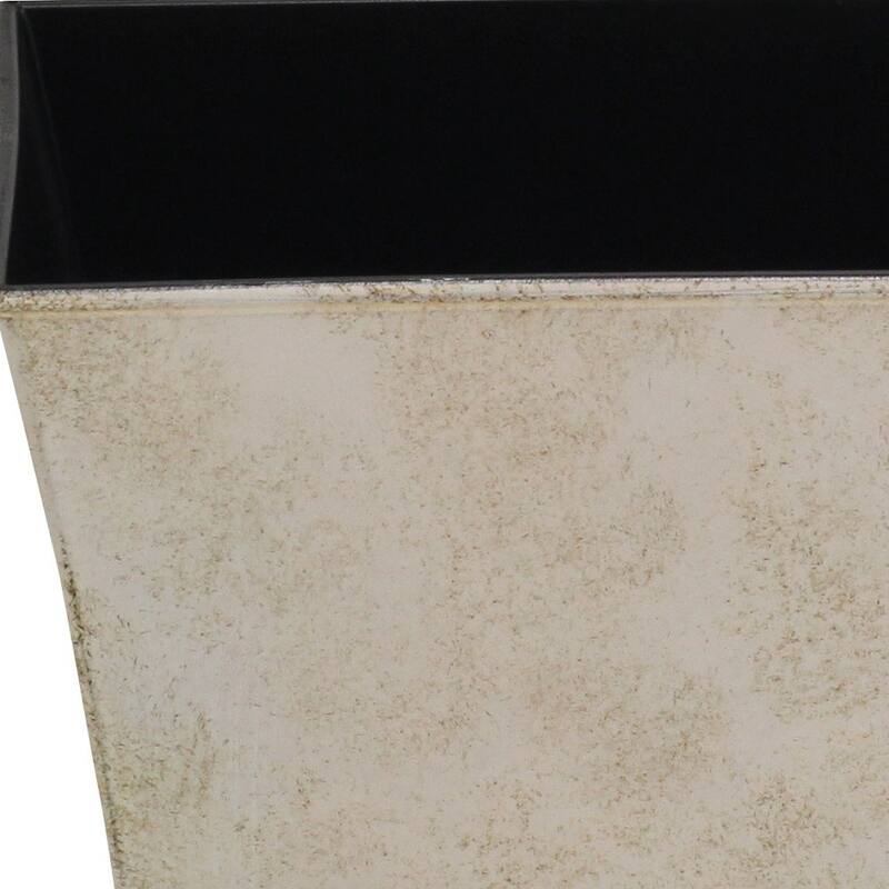 HomeRoots 7" Cream Recycled Plastic Indoor Outdoor Square Nursery Pot