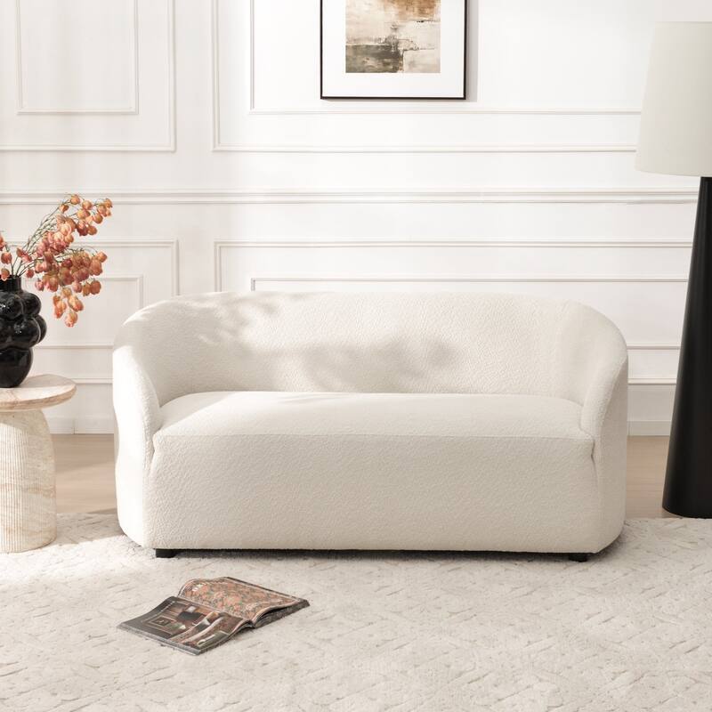 KINWELL 68" W Upholstered Sherpa Boucle Loveseat with 2 Pillows - 2-Seater