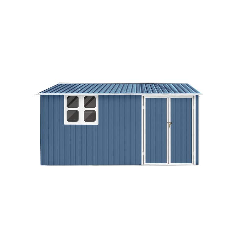 Outdoor 12 x 10 ft. Metal Storage Shed with Window and Vents and Hinged Door and Padlock