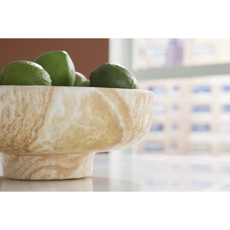 Signature Design by Ashley Cammen Tan/White Bowl - 12"W x 12"D x 5"H