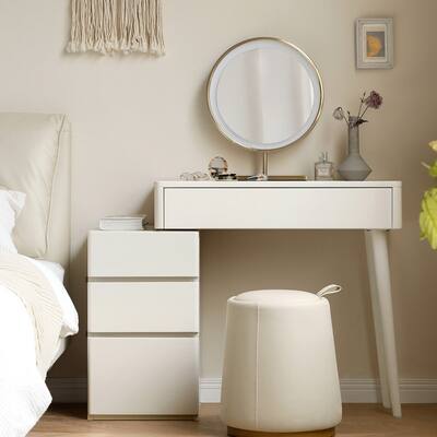Unique Design Dresser Table Solid Wood Bedroom Dresser, Modern Compact Dresser Storage Cabinet with 4 Drawers, No Mirror