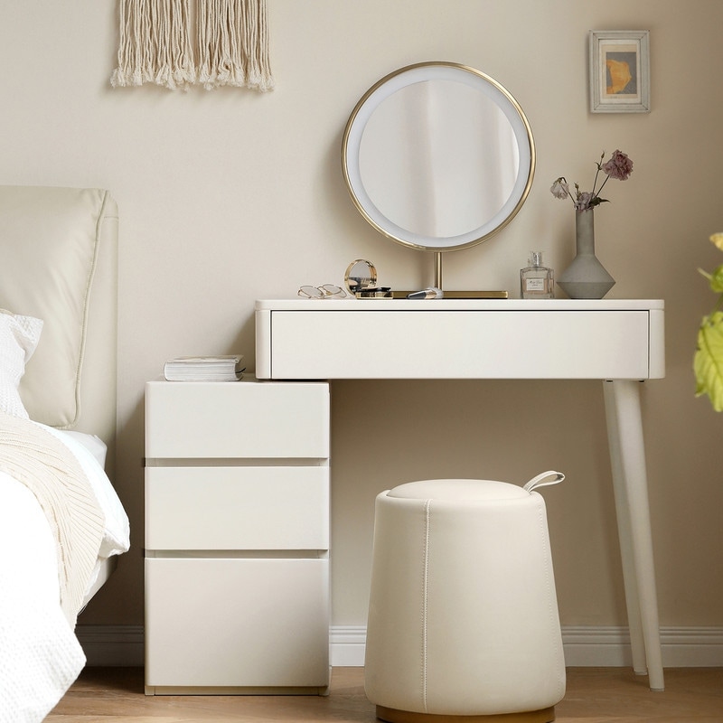 Unique Design Dresser Stool Set Solid Wood Makeup Vanity Table Set Modern Storage Cabinet with 4 Drawers No Mirror Bed Bath Beyond 38140038